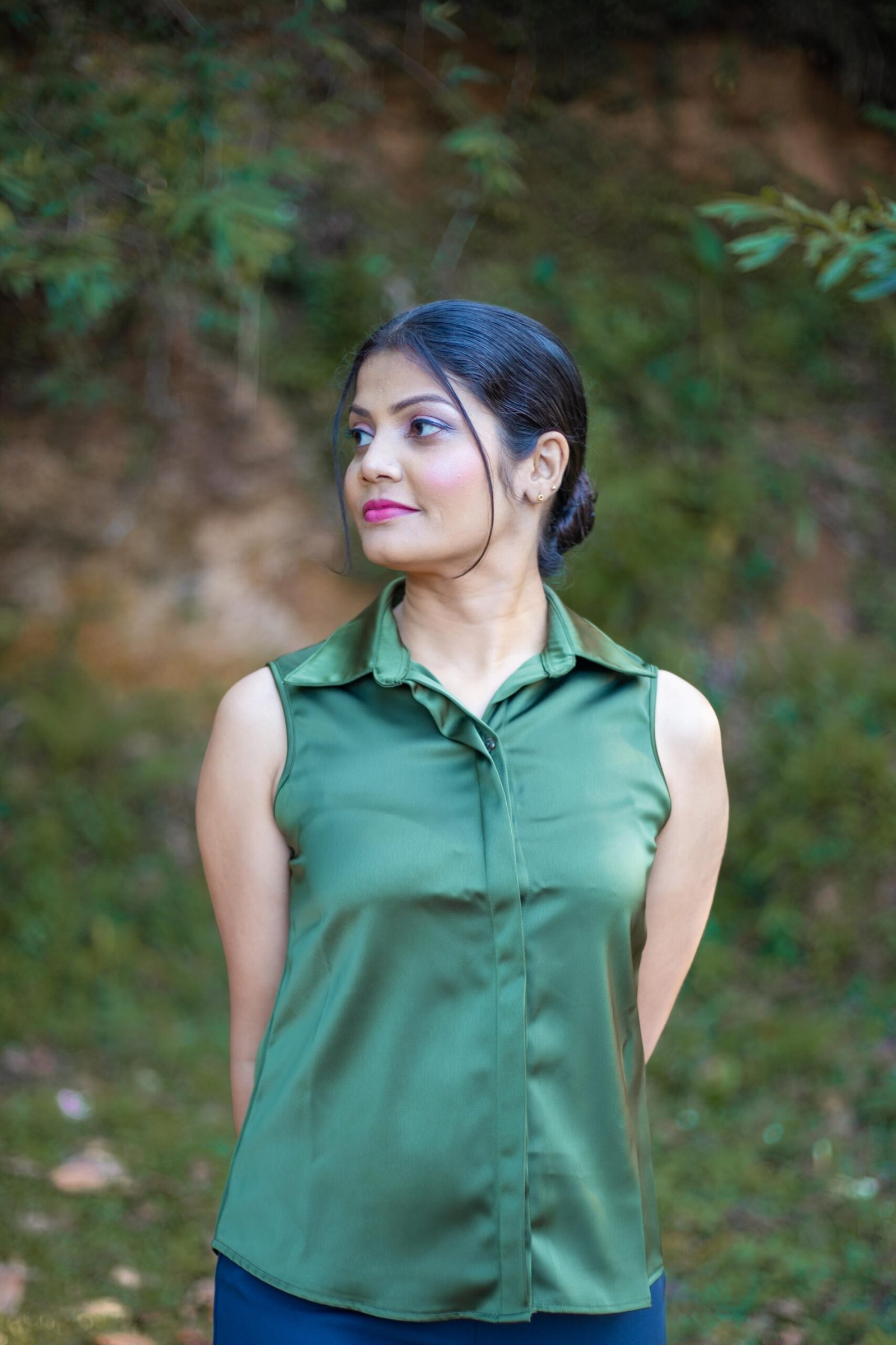 Green Satin Top