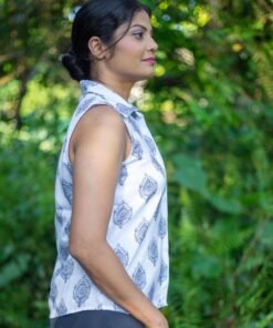 Alternative view of Azure Linen Top