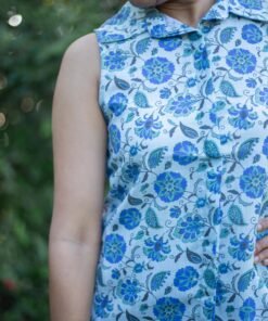 Azure Linen Top
