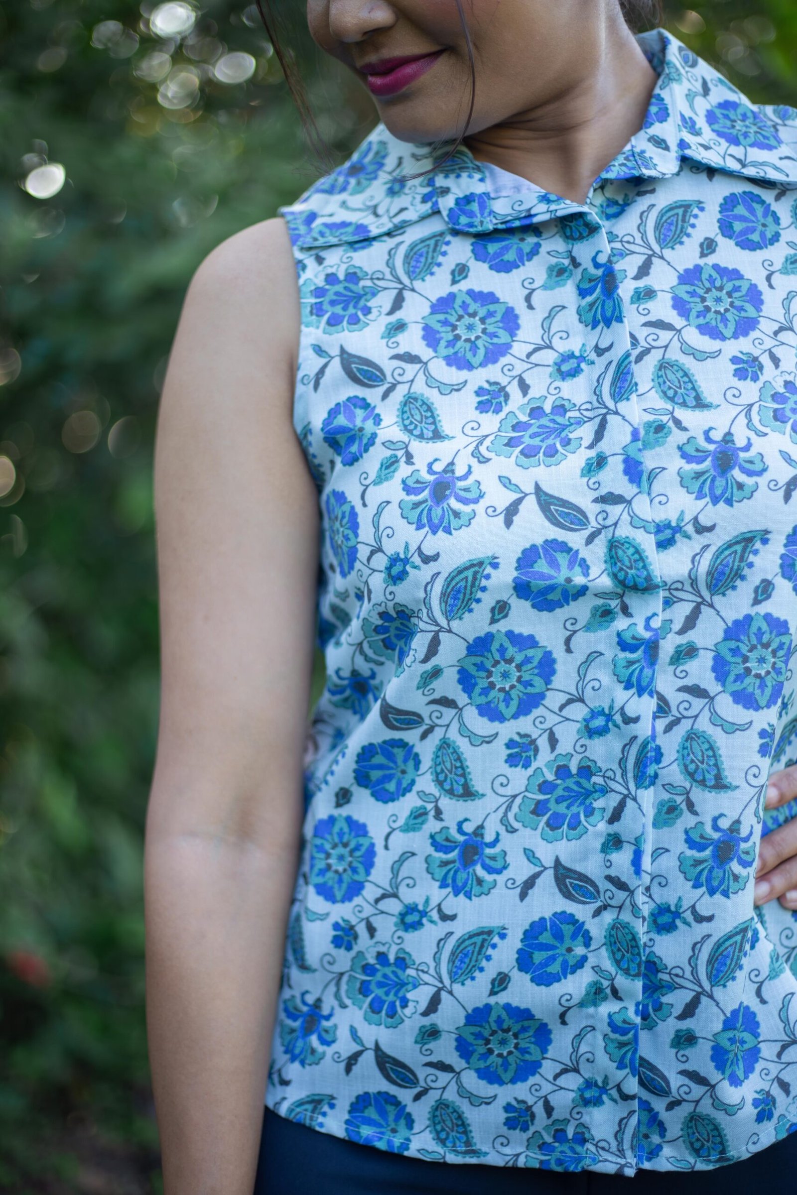 Azure Linen Top